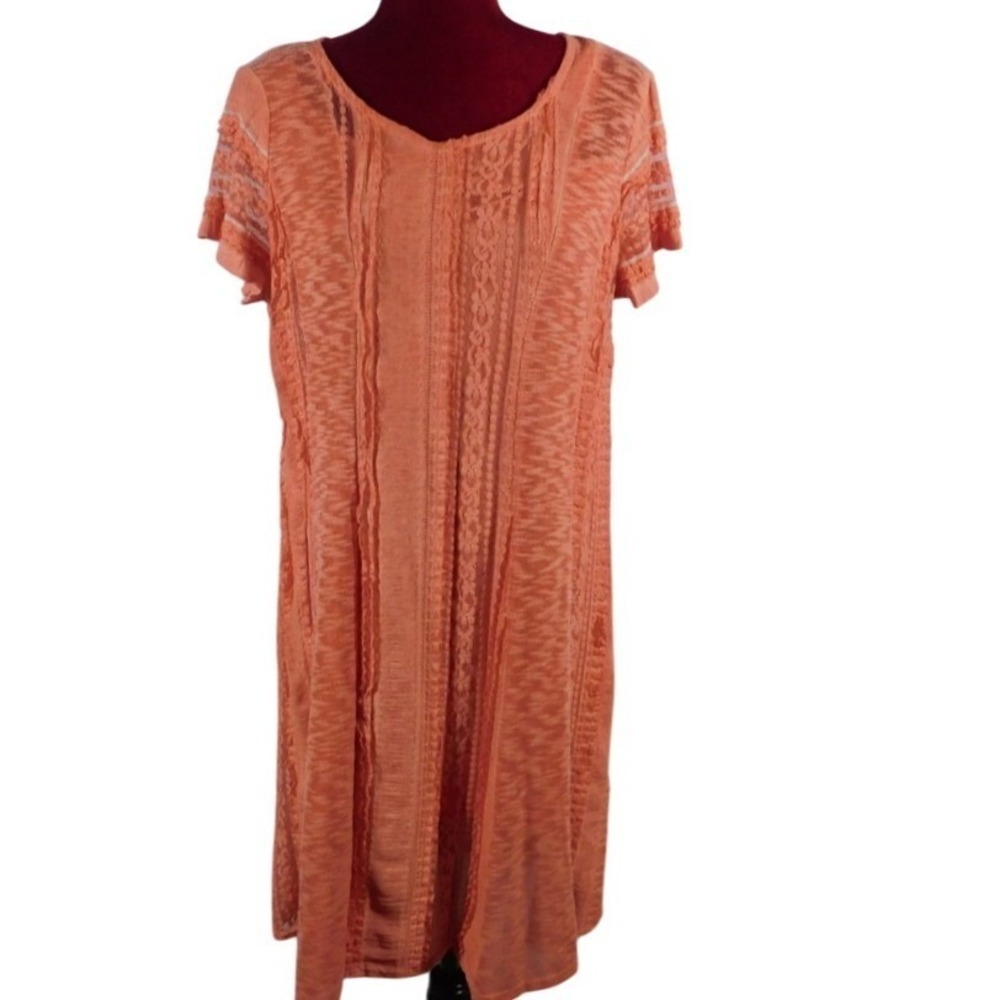 Melissa Paige Lace Short Sleeve Stretch Light Weight Dress/Slip Dress Petite Lg